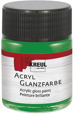 KREUL 79535 - Acryl Glanzfarbe, 50 ml Glas in dunkelgrün, glänzend-glatte Acrylfarbe zum Anmalen und Basteln, auf Wasserbasis, speichelecht, schnelltrocknend und deckend