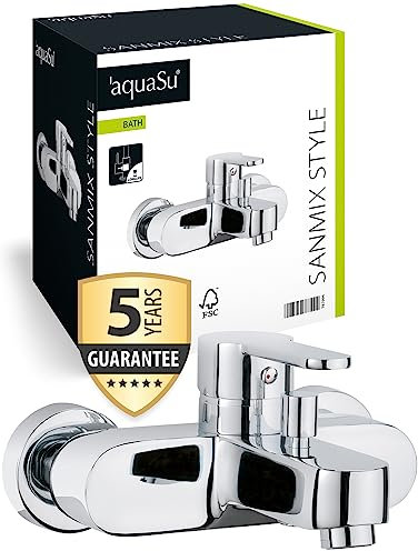 AquaSu Einhandmischer Sanmix Style für Wanne | Chrom | Wasserhahn | Einhebelmischer | Badewannenarmatur