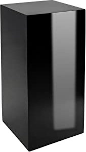 VIVANNO Podest Deko-Säule Stele Blumenständer Fiberglas Schwarz Hochglanz 30x30x60