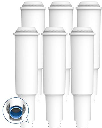 AQUA CREST White Kaffeemaschinen-Wasserfilter, Ersatz für Jura® 60209 White, 64553, 7520, 68739 - Kompatibel mit Verschiedenen Modellen von Jura® Capresso®, Impressa®, 6er-Pack