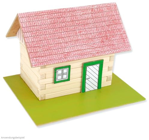 matches21 HOME & HOBBY Blockhaus DIY Holz Bastelset für Kinder ab 10 Jahren mit echten Holzbalken & Dachkonstruktion