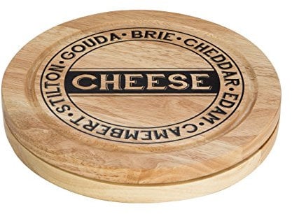 Premier Housewares 1104289 Cheese Storage Board and Knife Set - 5-Piece - Natural 24 x 24 x 4 cm