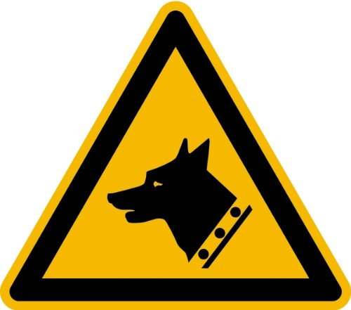LEMAX® Warnschild, Warnung vor dem Wachhund W013 DIN EN ISO 7010 Alu geprägt gelb/schwarz, 200mm