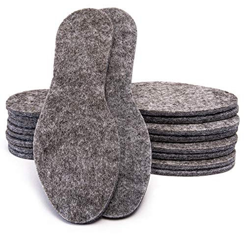 5 Paare Filz Einlegesohlen extra dicke 6 mm Schuheinlagen Filzsohlen Große 28 - 46, Grau, 44