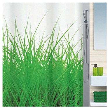 Spirella Anti-Schimmel Duschvorhang Gras Grün Anti-Bakteriell, waschbar, wasserdicht Polyester 180x200cm