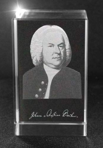VIP-LASER 3D Glaskristall Quader XL 3D Autogramm Johann Sebastian Bach