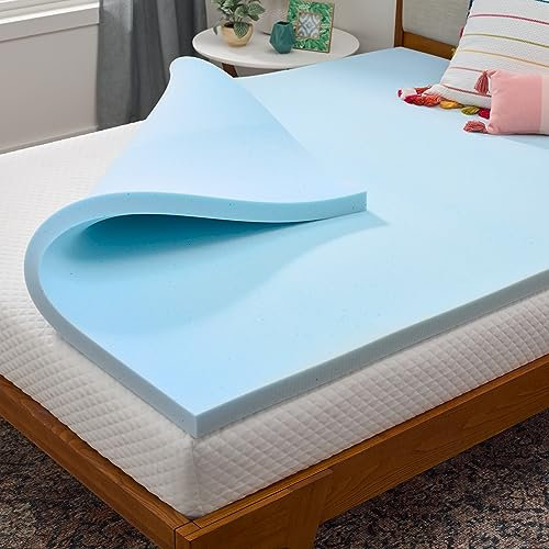 LINENSPA Matratzenauflage aus Memory-Schaum, 5 cm, Gel-infundierter Memory-Schaum, Plüsch-Gefühl, kühlend und druckentlastend, CertiPUR-Zertifiziert, Schlafsaal-Essentials, Twin-Größe