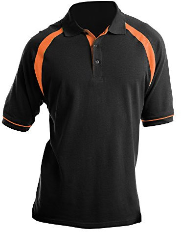 Kustom Kit Oak Hill Mens Short Sleeve Polo Shirt (XL) (Black/Orange)