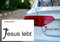 Jesus lebt - Religion - Kreuz - Glaube - KFZ-Aufkleber - Autoaufkleber - verschiedene Größen und Farben (200 mm x 80 mm, M010 Weiß)