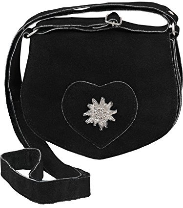 Harrys-Collection Damen mini Trachtentasche mit Edelweiß, Farben:schwarz