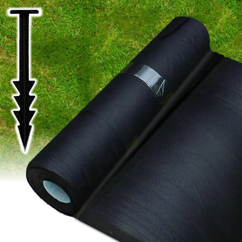 Couvre-sol anti-mauvaises herbes en matière végétale 2 x 20 m et 20 piquets