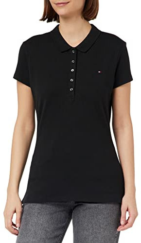 Tommy Hilfiger Women's Heritage Short Sleeve Slim Polo 1m57636661 Polo Shirt, Black (Masters Black), 6