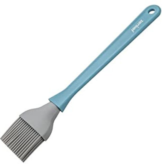 Zenker Pincel de Silicona, Pincel de Cocina, Alta Resistencia a Temperatura Hasta 230ºC, Brocha de 5 cm de Ancho, Apto para Lavavajillas, Color Celeste y Gris, 25x5cm, 1 ud