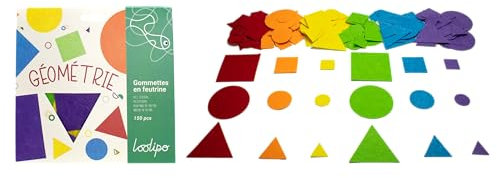 Sodertex L208968 - Confezione da 150 adesivi in feltro da 1 mm, forme geometriche, 4 misure, assortite di 10 colori
