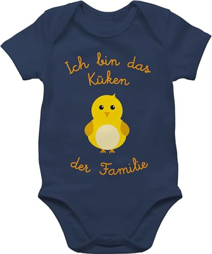 Shirtracer Baby Body Junge Mädchen - Sprüche - Küken der Familie - 6/12 Monate - Navy Blau - babymode witzig spruch das bodys strampler mit lustigen sprüchen spruche ich bin babysachen babygeschenk