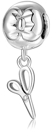 Scheren-Charm-Anhänger aus echtem 925er-Sterlingsilber, für europäische Armbänder