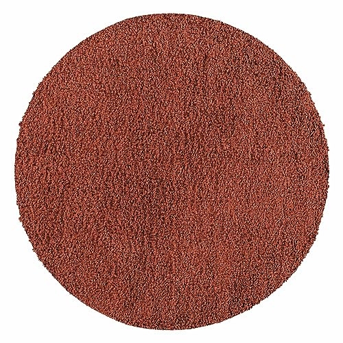 Teppium Moderner Hochflor Teppich Wohnzimmer 160 cm Rund Terrakotta - Shaggy Flauschiger Teppich, Extra Weich, Pflegeleicht und Einfarbig - für Schlafzimmer, Küche und Esszimmer
