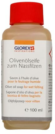 GLOREX Olivenölseife zum Nassfilzen 100 ml, Olivenöl, Mehrfarbig, 12.7 x 5.7 x 2.6 cm, 0 4200