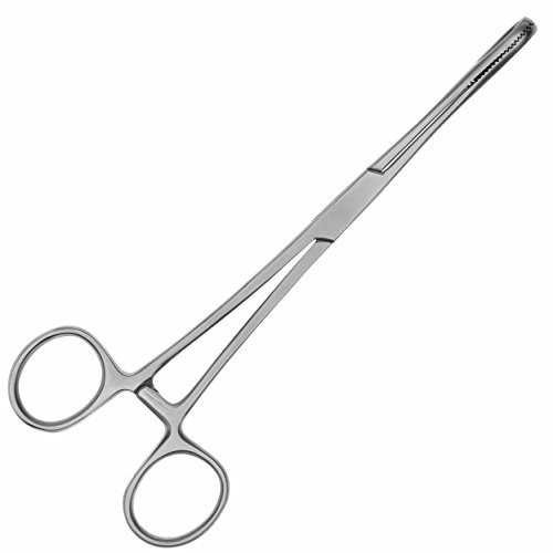 May Piercingzange geschlossenes ovales Maul gerieft 18,5 cm Edelstahl | Robuste Klemme mit ovalem Kopf und Innenzahnung für das Piercing-Studio