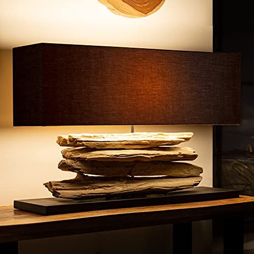 invicta INTERIOR Große Design Lampe RIVERINE schwarz Treibholz Leuchte Handarbeit Tischleuchte Treibholzlampe Tischlampe