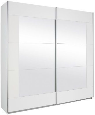 Rauch Möbel Alegro Schrank Schwebetürenschrank Kleiderschrank in Weiß mit Spiegel 2-türig, inklusive Zubehörpaket Basic 3 Kleiderstangen, 3 Einlegeböden BxHxT 271x210x62 cm
