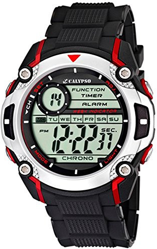 Calypso Herren Quarzuhr Kunststoff Alarm-Chronograph digital Modell K5577, Uhren Variante:N°4