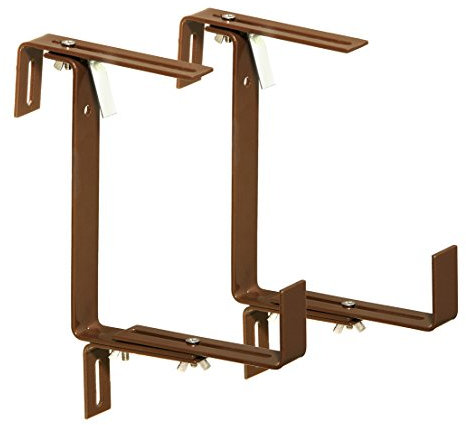 Dehner Blumenkastenhalter Profi für Rohrgeländer, 2 Stück, Metall, braun, 27 x 21.6 x 6 cm