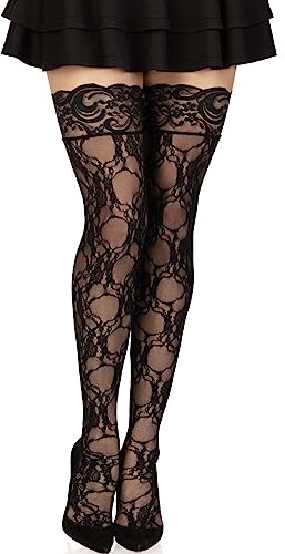 Leg Avenue womens Hosiery Lace Thigh Highs Black Lace One Size