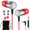 KLIM Fusion Kopfhörer in Ears mit Mikrofon - Langlebig - Innovativ: In-Ear Kopfhörer mit Memory Foam 3.5 mm Jack - Sport Gaming In Ear Kopfhörer - Rot