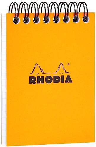 RHODIA 11500C - Spiral Notebook (Full Bound) Orange - A7 - Small Squares - 80 Detachable Sheets, 80G Clairefontaine Paper - Classic Soft Coated Card Cover