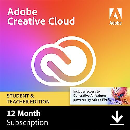 Adobe Creative Cloud Pro | Student & Teacher | Graphic Design | AI Features | 1 Year| PC/Mac |Digital Download