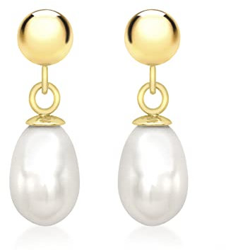 CARISSIMA Women's 9ct Yellow Gold Freshwater Pearl Drop Earrings