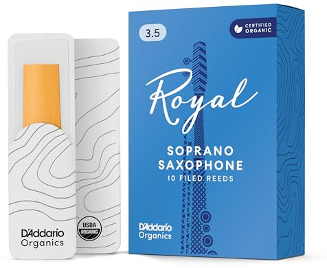 D'Addario Organic Royal Soprano Saxophone Reeds, Strength 3.5, 10-Pack