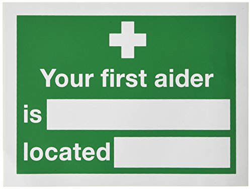 SIGNS & LABELS E42A/S Safety Sign, First Aider, Self-Adhesive, 150 mm x 200 mm