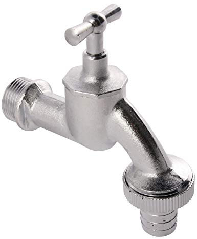Auslaufventil | Mit Knebel und Schlauchverschraubung | 3/4 Zoll | Messing | Matt-verchromt