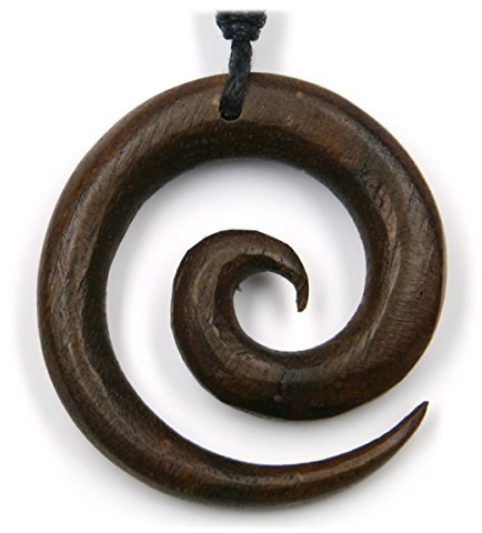 Drachensilber Holzschmuck Spirale Kettenanhänger Naturschmuck Anhänger braun Handarbeit Damen Schmuck