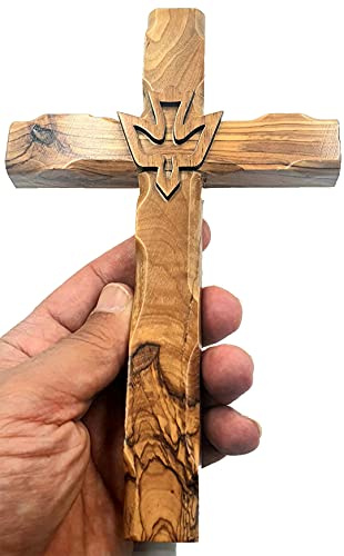 Zuluf Wandbehang, handgeschnitzt, Olivenholz, christliches Kreuz, Jerusalem, 20 cm - CRS019