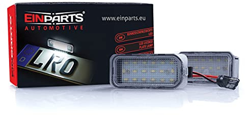 EinParts Kennzeichenbeleuchtung EP73 Canbus 6000K für C-Max II Fiesta MK7 Focus MK2 Focus MK3 Galaxy Grand C-Max II Kuga Mondeo MK4/MK5 S-Max Transit Connect II XF X250 XJ X351 2 Stücke