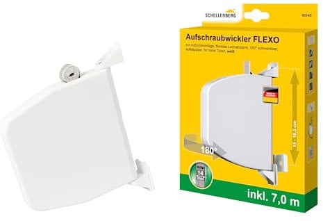 Schellenberg 50145 Avvolgitore a vite Flexo Mini con cinturino, bianco, Interasse fori 15-16,5 cm