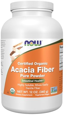 NOW Foods Supplements, Acacia Pure Powder, Certified Organic, Highly Soluble, Mixes Easily, Intestinal Health*, 12-Ounce