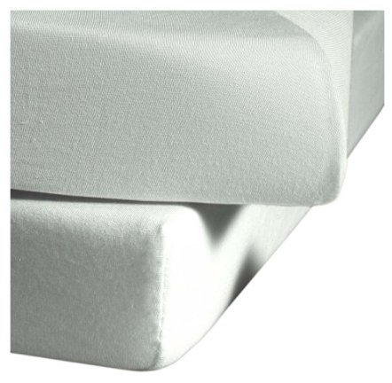 fleuresse Jenny C klassisches Jersey-Spannlaken, 100% Baumwolle, mit praktischem Rundumgummi, Fb. Silber, Größe 100 x 200 cm, auch passend für 90 x 190/200
