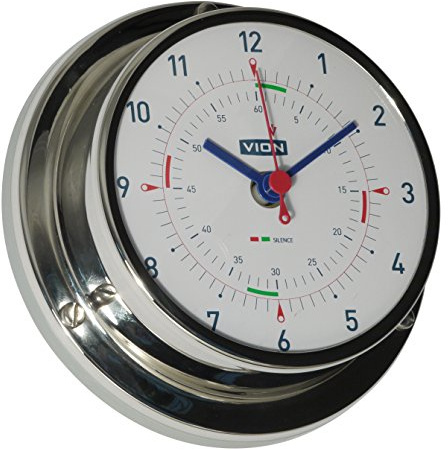 VION Marine Clock with 97 mm Wall Flange, Stainless Steel