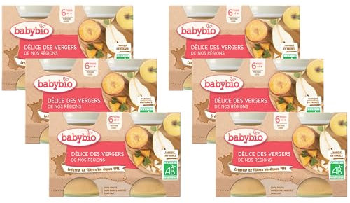 Babybio - Petits Pots Délice des vergers de nos régions - 6+ Mois - (2x130g) 260 g - Lot de 6