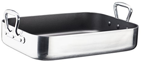GSW 860932 Gastro Traditionell Alutherm Gastro Traditionell Alutherm-Bräter mit Hochstehenden Griffen 40x30cm / circa 8,0 Liter, Aluminium, silber/schwarz, 44 x 30 x 13,3 cm