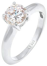 Elli Ring Damen Solitär mit Zirkonia Kristall in 925 Sterling Silber
