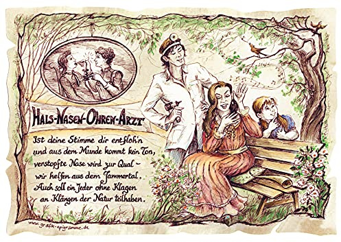 Die Staffelei Geschenk HNO (20 cm x 14,8 cm) | Witziges Gedicht mit liebevoller Zeichnung auf hochwertigem Papier/besondere Geschenkidee