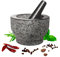 Granite Mortar and Pestle by HiCoup - Natural sin pulir, no poroso, apto para lavavajillas Mortero y mano de mortero,15 cm