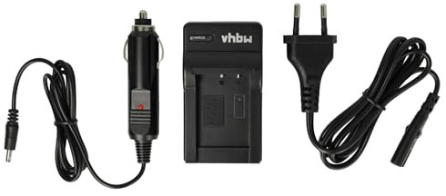 vhbw Chargeur Compatible avec Olympus X-36, T-110, T100 caméra caméscope Action-cam + câble de Voiture + témoin de Charge 4,2 V