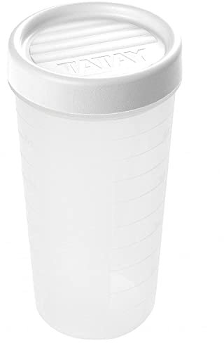 TATAY Boîte Alimentaire, Hermétique, Capacité de 0.6 L, Couvercle à vis, sans BPA, passe au micro-ondes et au lave-vaisselle, Blanc. Dimension: 8,5 x 8,5 x 16,5 cm