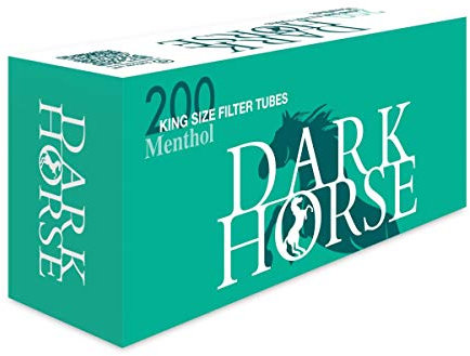 BISTA 20 x 200 MENTHOL Zigarettenhülsen DARK HORSE Mentholhülsen Filterhülsen TIP (4000 Stück) Biologisch abbaubar Aroma versiegelt in Folie für frischen Rauchgenuss